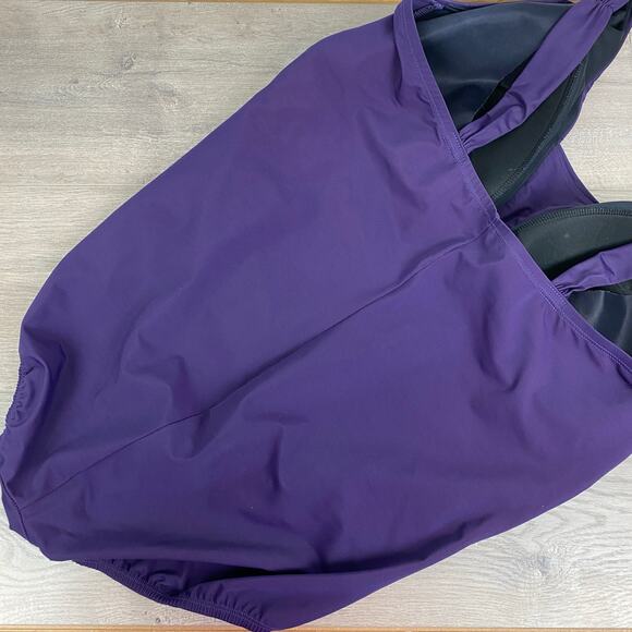 Lands End Purple Slendersuit Grecian Tummy Control One Piece Swimsuit Sz.20W - Picture 10 of 16